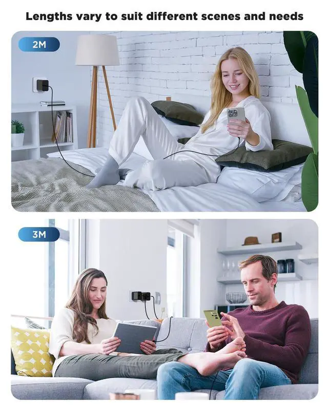 Alt view image 6 of 6 - 3Pack 45W Super Fast Charger Type C 10FT, USB C Android Phone Charger Fast Charging Block with Ertra Long Type-C Charger Cord for Samsung Galaxy S25/S25 Ultra/S25+/S24 Ultra/S24/S24+/S23/S22/S21/S20