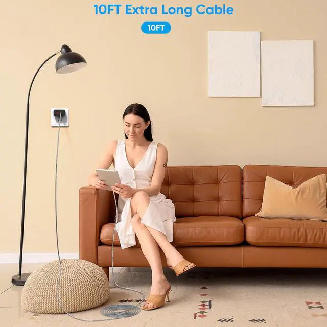 Alt view image 4 of 4 - Extra Long 10Foot 45W Samsung USB C Fast Charger Block Dual Port PD Power Adapter Fast Charging Block,2Pack 10FT Type C Super Quick Charging Cord for Samsung Galaxy S25 Ultra/S25/S24/S23/S22 and More