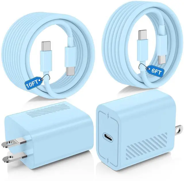 Main image of 45W Super Fast Charger Type C for Samsung Galaxy S25/S24/S23 Ultra,USB C Android Phone Charger with 6FT/10FT Type C Cords for Galaxy S25/S24/S23+/S22 Plus/S20,iPhone 17/16/15 Pro Max-Blue