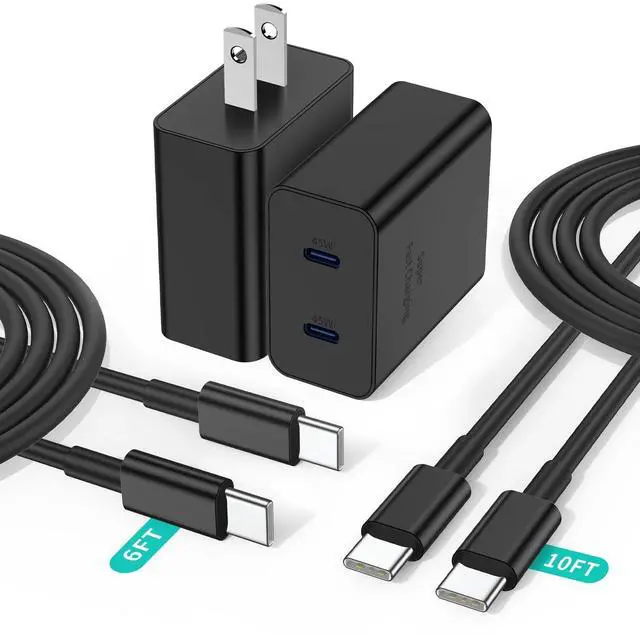 Main image of 2Port 45W Super Fast Charger Type C for Samsung S25 Ultra/S24, PD3.0 USB C Android Phone Charger Fast Charging Block with 6FT/10FT Type C Cord for Samsung Galaxy S25+ Plus/S24+/S23/S22 Ultra/iPhone 16