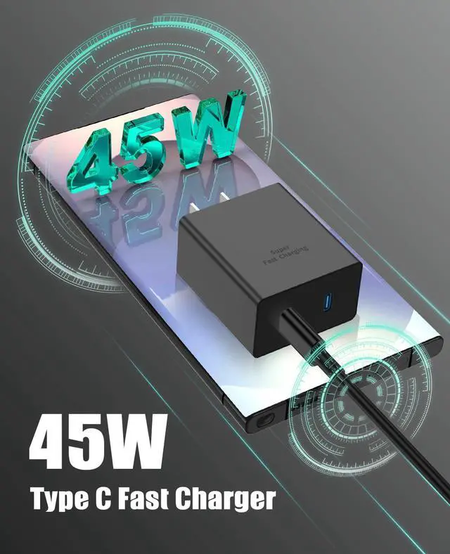 Alt view image 4 of 7 - 2Port 45W Super Fast Charger Type C for Samsung S25 Ultra/S24, PD3.0 USB C Android Phone Charger Fast Charging Block with 6FT/10FT Type C Cord for Samsung Galaxy S25+ Plus/S24+/S23/S22 Ultra/iPhone 16