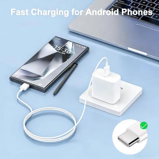 Alt view image 3 of 7 - Super Fast Charger Type C for Samsung,2Pack 45W USB C Android Phone Charger Block with 6FT Type C Charger Fast Charging Cable for Samsung Galaxy S25 Ultra/S25+/S25 Edge/S24/S23/S22/S21/S20,Galaxy Tab