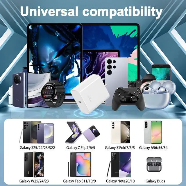 Alt view image 4 of 7 - Super Fast Charger Type C for Samsung,2Pack 45W USB C Android Phone Charger Block with 6FT Type C Charger Fast Charging Cable for Samsung Galaxy S25 Ultra/S25+/S25 Edge/S24/S23/S22/S21/S20,Galaxy Tab