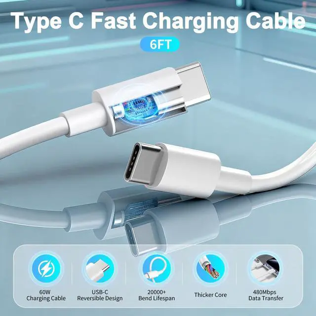 Alt view image 5 of 7 - Super Fast Charger Type C for Samsung,2Pack 45W USB C Android Phone Charger Block with 6FT Type C Charger Fast Charging Cable for Samsung Galaxy S25 Ultra/S25+/S25 Edge/S24/S23/S22/S21/S20,Galaxy Tab