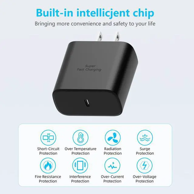 Alt view image 4 of 7 - 45W Super Fast Charger for Samsung, Android Phone Charger, 10FT Long USB C to C Cable with 45 Watt PD/PPS Wall Type C Charging Block for Samsung Galaxy S25 Ultra/S25+/S25/S24/S23+/S22+/S20,Tab S 2Pack