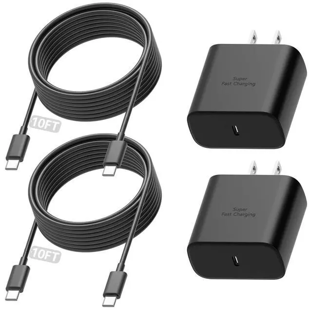 Alt view image 7 of 7 - 45W Super Fast Charger for Samsung, Android Phone Charger, 10FT Long USB C to C Cable with 45 Watt PD/PPS Wall Type C Charging Block for Samsung Galaxy S25 Ultra/S25+/S25/S24/S23+/S22+/S20,Tab S 2Pack