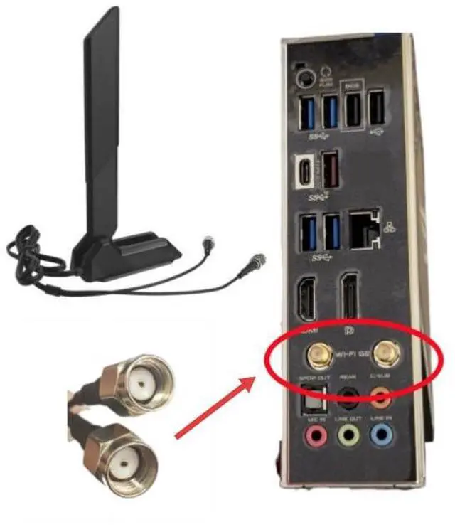 Alt view image 6 of 7 - 2.4/5.8/6GHz RP-SMA Tri Band WiFi 6E Antenna for ASUS ROG Strix B550-F Gaming WiFi II/B550-PLUS/Prime B450M-A II/ROG Strix B650-A B650-PLUS B650E-F B550-A B760-I Z690-I Z790-Plus Z790-A Z790-E