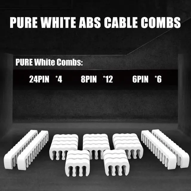 Alt view image 3 of 7 - PSU Cable Extension Kit 30CM Length with Cable Combs 1x24Pin/1x8Pin(4+4) EPS/2x8Pin(6P+2P) PCI-E/PC Sleeved Cable for ATX Power Supply(White)