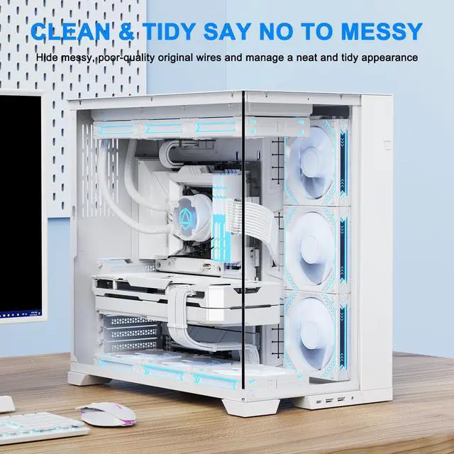 Alt view image 6 of 7 - PSU Cable Extension Kit,Bright White Sleeved PC Cables Extensions,24Pin ATX x1 8Pin EPS x2 8 Pin PCI-E x2,Gold-Plated Pins for GPU Power Supply with Pre-Install Cable Combs,5 Kits