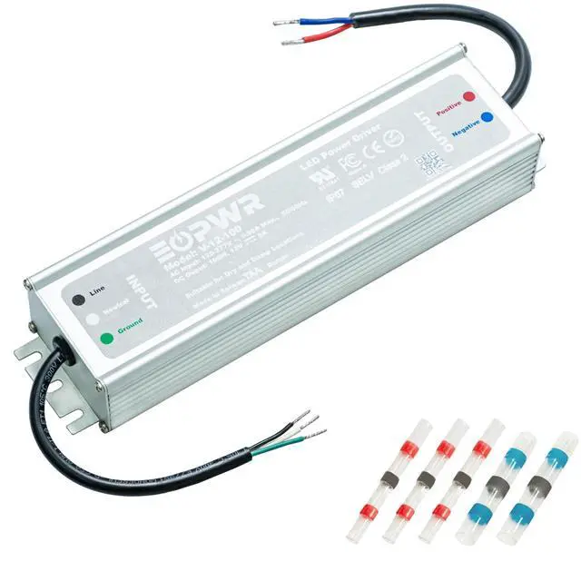 Main image of LED Driver 100W Waterproof IP67 Power Supply AC120-277V to 12V DC Low Voltage Transformer Adapter Constant Voltage for LED Strip UL CE TAA (12V 100W)
