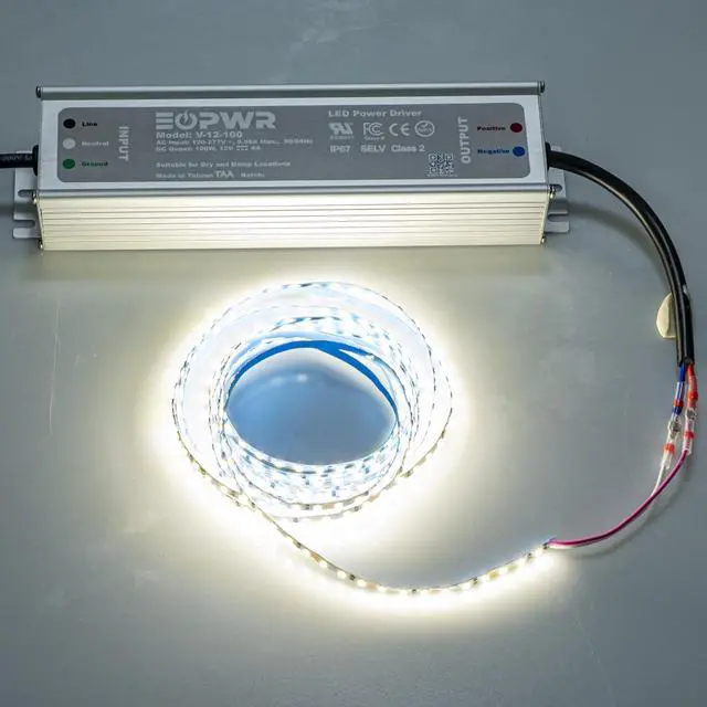 Alt view image 6 of 6 - LED Driver 100W Waterproof IP67 Power Supply AC120-277V to 12V DC Low Voltage Transformer Adapter Constant Voltage for LED Strip UL CE TAA (12V 100W)