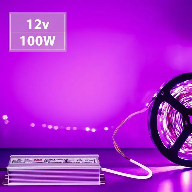 Alt view image 2 of 7 - LED Driver 100 Watts 110V AC to 12V DC Low Voltage Output, IP67 Waterproof Power Low Voltage Transformer Adapter with 3 pin Plug LED Cable for LED Light bar, Indoor and Outdoor Light String