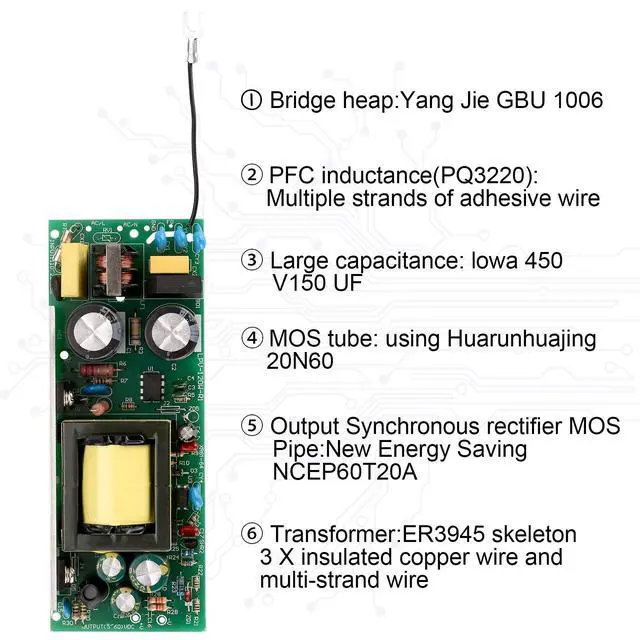 Alt view image 4 of 7 - LED Driver 100 Watts 110V AC to 12V DC Low Voltage Output, IP67 Waterproof Power Low Voltage Transformer Adapter with 3 pin Plug LED Cable for LED Light bar, Indoor and Outdoor Light String