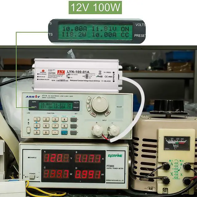 Alt view image 7 of 7 - LED Driver 100 Watts 110V AC to 12V DC Low Voltage Output, IP67 Waterproof Power Low Voltage Transformer Adapter with 3 pin Plug LED Cable for LED Light bar, Indoor and Outdoor Light String