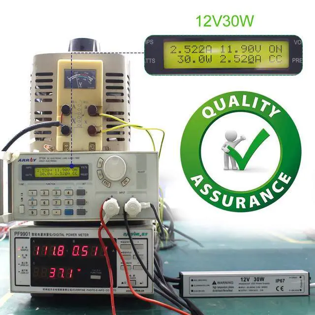 Alt view image 4 of 7 - 30W 12 Volt LED Power Supply, Waterproof IP67 LED Driver, 110V AC to 12V DC Converter, LED Transformer Low Voltage Output with 3-Prong Plug 3.3 Feet Cable for Light Strip, 2.5Amp