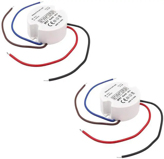 Main image of 12V LED Power Supply Driver, IP67 Waterproof Constant Voltage Transformer, 120VAC to 12V DC Converter for LED Strip Lights, Cabinet Lights, G4, MR11, MR16 Bulbs 15W 2-Pack