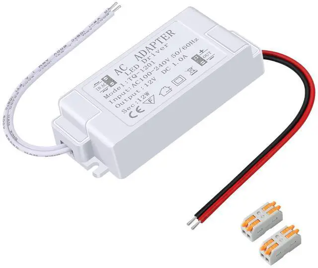 Main image of LED Power Supply 12V LED Driver 12W 1A 110V AC to 12V DC Converter for LED Strip, Spotlight Cabinet Lights, and Indoor Lighting