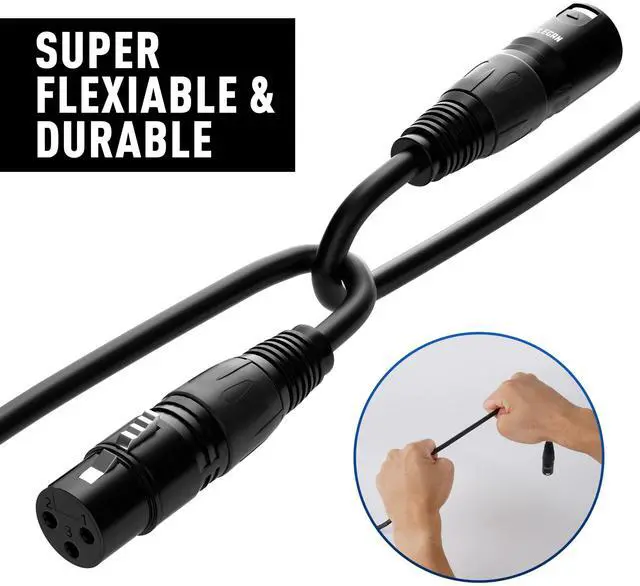 Alt view image 4 of 6 - XLR Cable Microphone Cable 150 Feet,Heavy Duty Balanced XLR Speaker Cable (From 25-200FT) 3-Pin Shielded Male to Female Mic Cord,DMX Stage Lighting Patch Cable for Speaker Systems Mixer+10 Ties