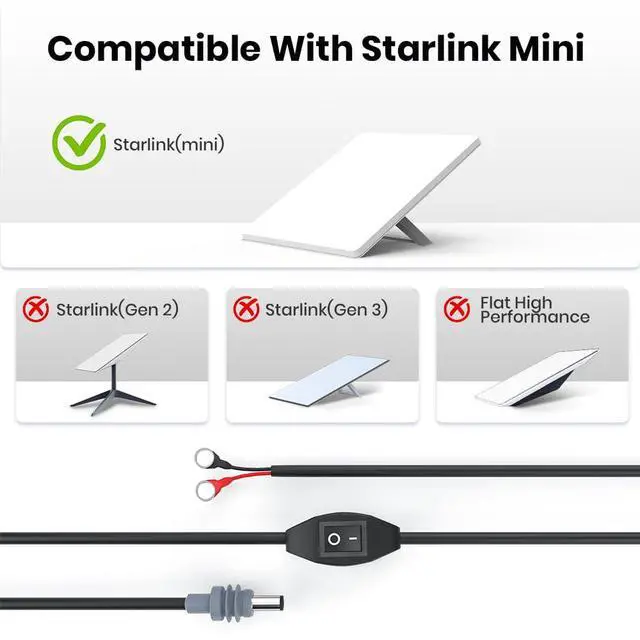 Alt view image 2 of 7 - Starlink Mini O-Ring DC Charging Cable,3M/10FT Starlink Mini Power Cable with Switch (CB8)