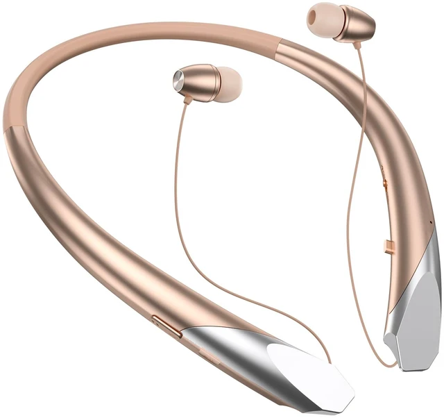Main image of Bluetooth Retractable Headphones Neckband Wireless Headset with Sweatproof Stereo Earbuds for Running/Sports/Driving/Workouts (Rose Gold)
