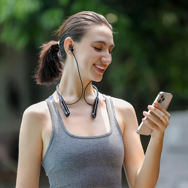 Alt view image 7 of 7 - Neckband Bluetooth Headphones6.0 Bluetooth 120 Hours PlaytimeIPX7 Sports Waterproof Earbuds with Microphone Noise Cancelling with TF Card Slot HiFi Stereo (Black)