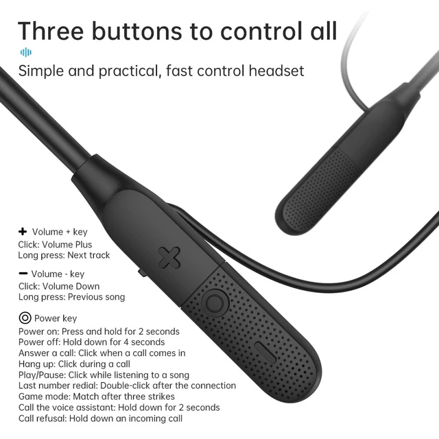 Alt view image 6 of 7 - Sports Bluetooth Headphones, 25 Hours Play time, 6.0 Wireless Neck-Worn Earbuds with Microphone, in-Ear Noise Cancellation, for Outdoor Sports Workouts. (Y9J)