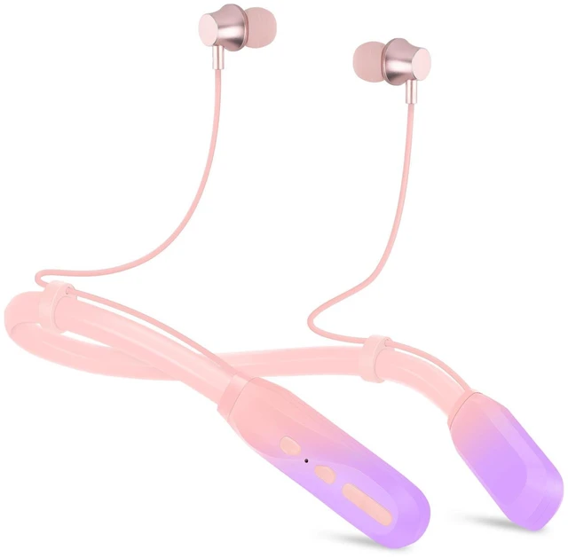 Main image of Neckband Bluetooth Headphones, 200H Extra Long Playtime Wireless Stereo Neckband Earbuds with Microphone, Waterproof Balanced Armature Drivers in Ear Headset for Sports/Workout (Pink-Purple)
