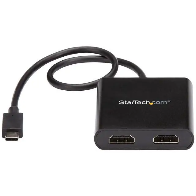 Alt view image 2 of 7 - USB-C to Dual HDMI Adapter, USB Type-C Multi-Monitor MST Hub, Dual 4K 30Hz/1080p 60Hz HDMI Laptop Display Extender / Splitter, Extra-Long Built-In Cable, Windows Only (MSTCDP122HD)