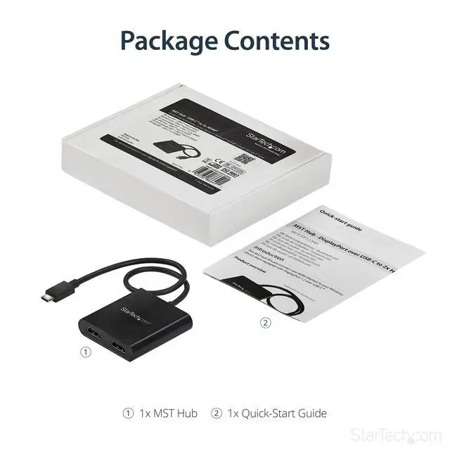 Alt view image 6 of 7 - USB-C to Dual HDMI Adapter, USB Type-C Multi-Monitor MST Hub, Dual 4K 30Hz/1080p 60Hz HDMI Laptop Display Extender / Splitter, Extra-Long Built-In Cable, Windows Only (MSTCDP122HD)