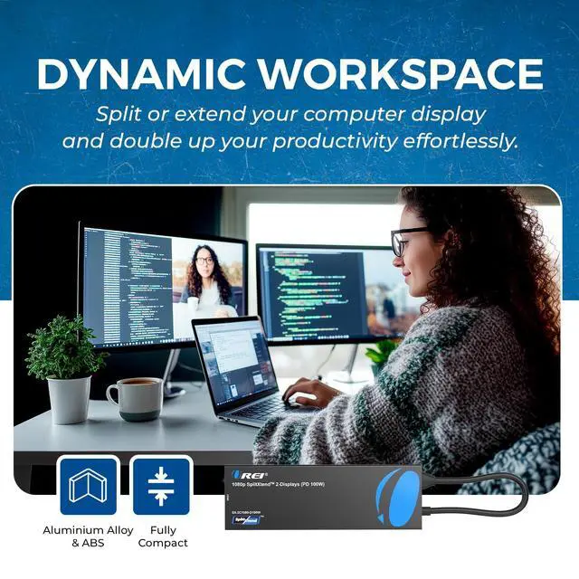 Alt view image 3 of 7 - Laptop Docking Station 4K Dual Monitor - 2X USB 3.0, 1x Type-C, SD Card Reader - USB-C Adapter to HDMI 2.0 Extended Screen, 4K@30Hz Outputs - 100W PD