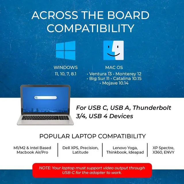 Alt view image 7 of 7 - Laptop Docking Station 4K Dual Monitor - 2X USB 3.0, 1x Type-C, SD Card Reader - USB-C Adapter to HDMI 2.0 Extended Screen, 4K@30Hz Outputs - 100W PD