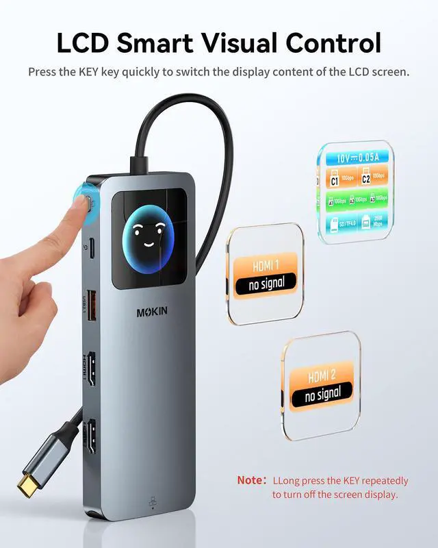 Alt view image 3 of 7 - LCD USB C Docking Station Dual Monitor, 12 in 1 Laptop Docking Station Dual HDMI with 8K@30Hz, PD 100W, 2500Mbps, 5 * 10Gbps USBA/C 3.1, SD/microSD Card Reader, USB C Adapter for HP/Dell/Lenovo