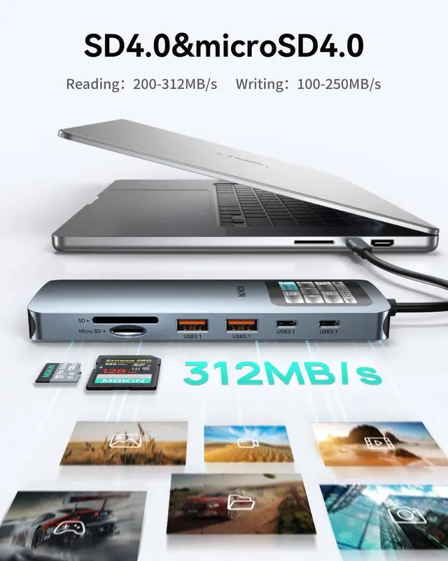 Alt view image 6 of 7 - LCD USB C Docking Station Dual Monitor, 12 in 1 Laptop Docking Station Dual HDMI with 8K@30Hz, PD 100W, 2500Mbps, 5 * 10Gbps USBA/C 3.1, SD/microSD Card Reader, USB C Adapter for HP/Dell/Lenovo