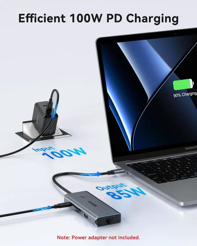 Alt view image 6 of 7 - USB C Hub for MacBook Pro/Air,Mac Dongle with 3 USB Port,USB C to HDMI, USB C to RJ45 Ethernet,8 in 1 USB C to HDMI Adapter,100W PD Charging, USB C to SD/TF Card Reader USB C Hub