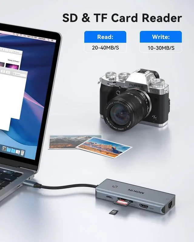 Alt view image 7 of 7 - USB C Hub for MacBook Pro/Air,Mac Dongle with 3 USB Port,USB C to HDMI, USB C to RJ45 Ethernet,8 in 1 USB C to HDMI Adapter,100W PD Charging, USB C to SD/TF Card Reader USB C Hub