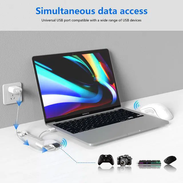 Alt view image 4 of 6 - Universal SD Card Reader for iPhone/Mac - Upgraded TypeC(Data)+Lightning+USB Three Port SD/TF Memory Card Reader Digital Camera Transfer to Phone Adapter, Multi Port 4 in 1 Universal SD Card Reader