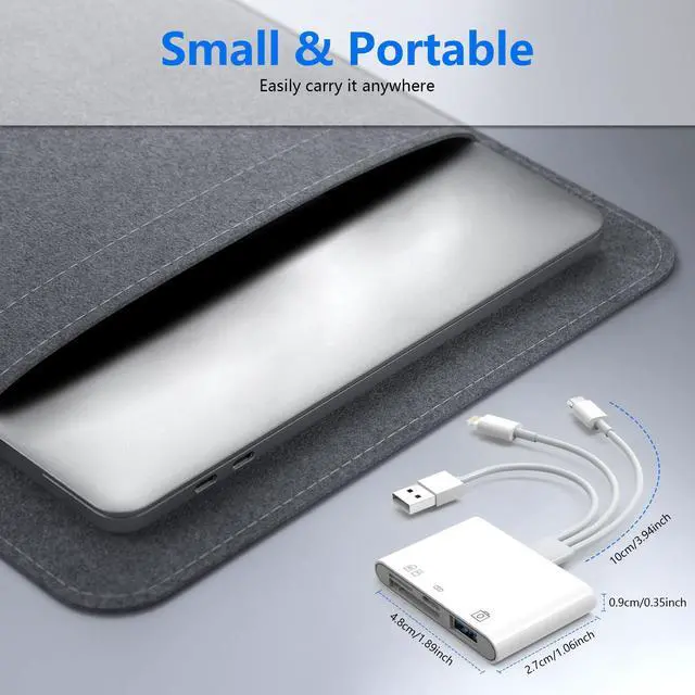 Alt view image 6 of 6 - Universal SD Card Reader for iPhone/Mac - Upgraded TypeC(Data)+Lightning+USB Three Port SD/TF Memory Card Reader Digital Camera Transfer to Phone Adapter, Multi Port 4 in 1 Universal SD Card Reader