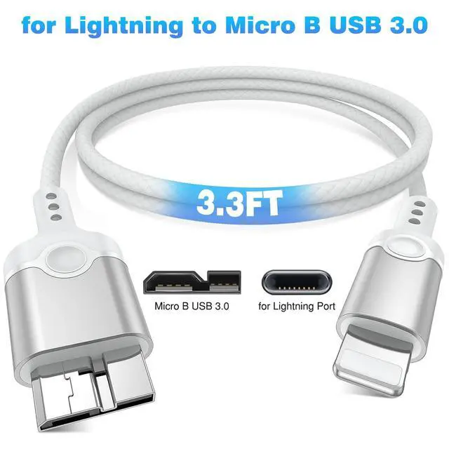 Alt view image 6 of 7 - for Lightning to Micro B USB 3.0 Camera Adapter Cable MFi-Certified for iPhone 14 13 12 XR 7 Plus Import Photos Video USB 3.0 Micro DSLR Camera OTG Cable for Canon/Nikon Cord 3.3ft, Not for Hard Drive