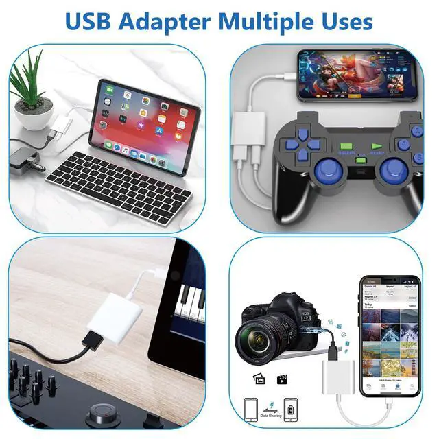 Alt view image 6 of 7 - Lightning to USB Camera Adapter for iPhone with Lightning Charging Port USB 3.0 Female OTG Cable Keyboard Mouse No Support USB C, SSD