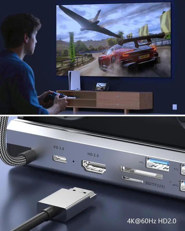 Alt view image 3 of 7 - Dual Cooling Fans 12 in 1 Steam Deck Docking Station with 4K@60Hz 2.0,6 USB Ports,1000Mbps,USB-C 100W PD,40Gbps Adapter for Steam Deck/Rog Ally/Switch/Legion Go