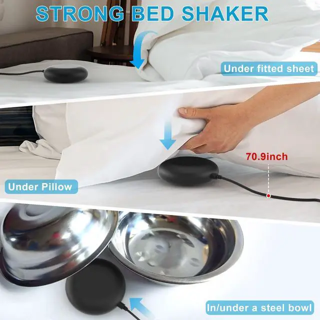 Alt view image 2 of 7 - Extra Loud Dual Alarm Clock with Vibration for Bedroom,Extreme Bed Shaker Alarm Clock for Deep Sleeper Hard of Hearing Deaf,7" Clear LED Display,USB Port,Battery Backup,Easy to Set for Senior,Kids,DST