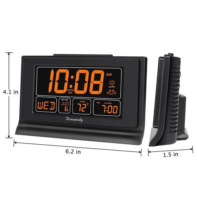 Alt view image 6 of 6 - Digital Alarm Clock with Battery Backup, 5 Inch Large Display, Auto Set Clock, USB Charging Ports, 12/24H