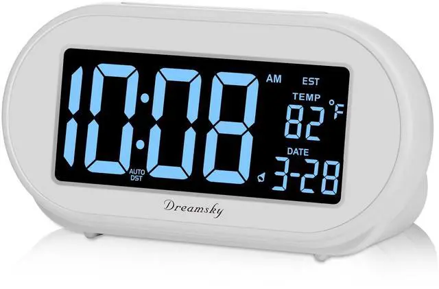 Main image of Alarm Clocks for Bedrooms, Auto Set Digital Desk Clock for Bedside Nightstand, Electric Clock with Dimmable Brightness Dimmer, Auto DST, USB Port, Date, Temperature, Snooze