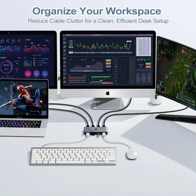 Alt view image 5 of 7 - USB 3.0 Switch, 4 Computers Sharing 4 USB Devices, One-Button Switcher for Keyboard Mouse Printer Scanner, USB Peripheral Sharing Hub for PC Laptop with 2 USB 3.0 Cables, Aluminum Alloy Case