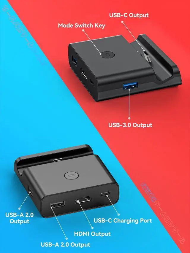 Alt view image 5 of 7 - Switch Docking Station for TV, USB C to HDMI Multiport Hub Adapter, Portable PD Charger Dock for Nintendo Switch & OLED Console