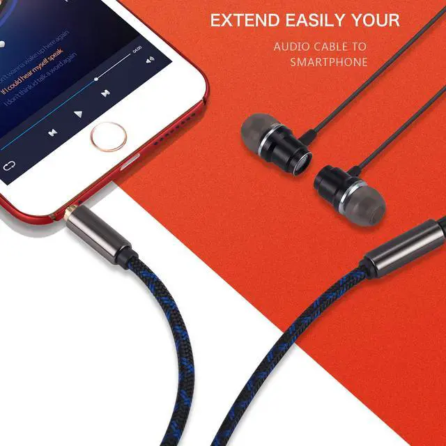 Alt view image 3 of 7 - 100 ft Double Shielded Long Headphone Extension Cable - 3.5mm Male to Female