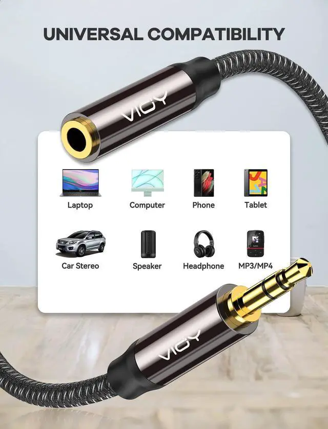 Alt view image 3 of 7 - Headphone Extension Cable 20 FT, 3.5mm Male to Female Braided Aux Cord
