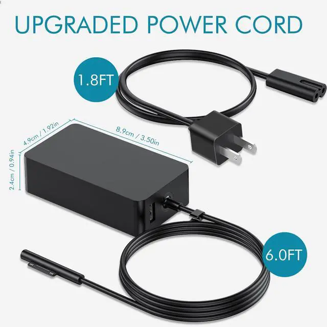 Alt view image 2 of 6 - Surface Pro Charger 65W Laptop Charger, Compatible with Microsoft Surface Pro 9/8/7/6/5/4/3/X Surface Go 3/2/1 Surface Laptop 5/4/3/2/1 Surface Book 3/2/1