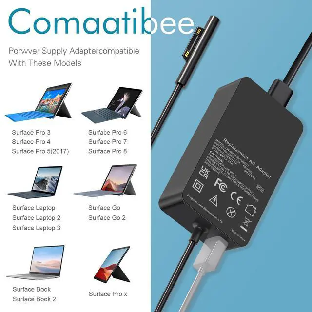 Alt view image 4 of 6 - Surface Pro Charger 65W Laptop Charger, Compatible with Microsoft Surface Pro 9/8/7/6/5/4/3/X Surface Go 3/2/1 Surface Laptop 5/4/3/2/1 Surface Book 3/2/1