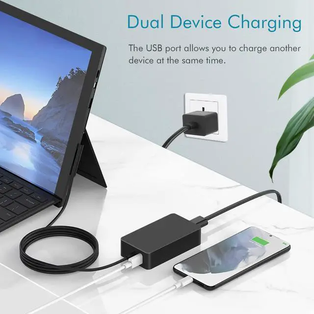 Alt view image 5 of 6 - Surface Pro Charger 65W Laptop Charger, Compatible with Microsoft Surface Pro 9/8/7/6/5/4/3/X Surface Go 3/2/1 Surface Laptop 5/4/3/2/1 Surface Book 3/2/1